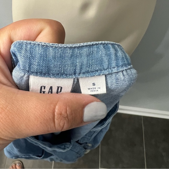 Gap Blue Short Sleeve Chambray Midi Cotton Dress with Belt Size Small - Picture 6 of 10